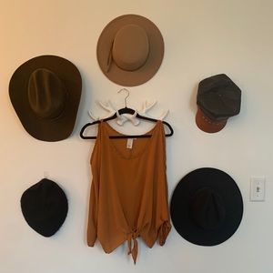 Gold cold-shoulder blouse